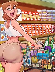 Naughty milf struts her hot body through the supermarket aisles / The Naughty Snacks / Naked at the grocery store / welcomix (tufos)