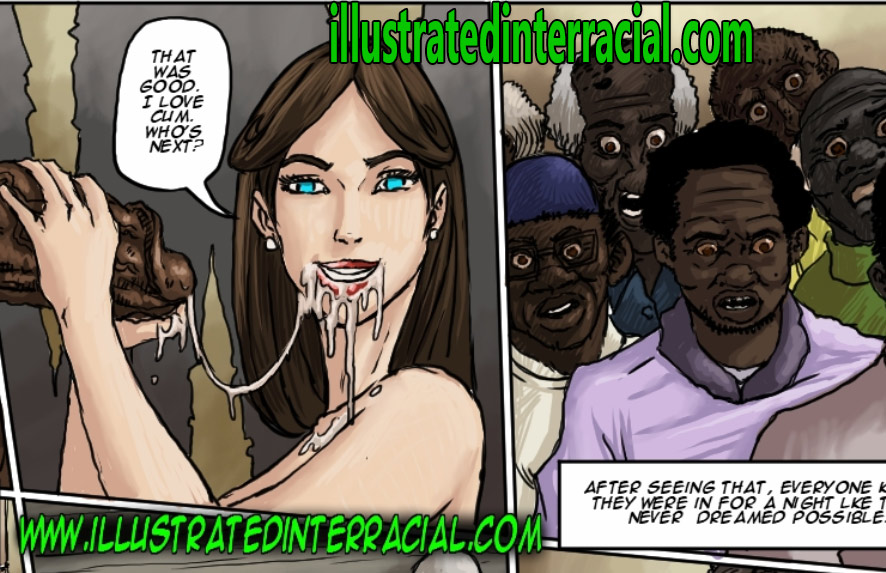 Cartoon Slut Cum - I love the taste of your dirty black balls / Slut for ugly black men /  Illustrated interracial